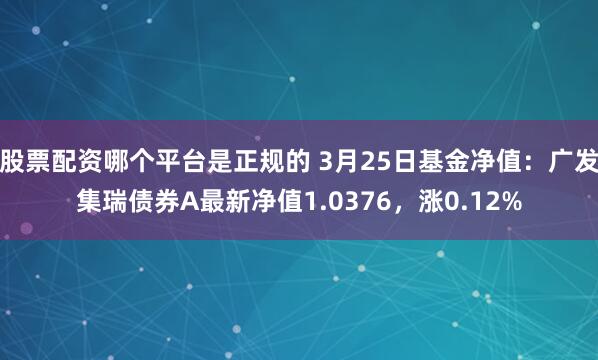 股票配资哪个平台是正规的 3月25日基金净值：广发集瑞债券A最新净值1.0376，涨0.12%