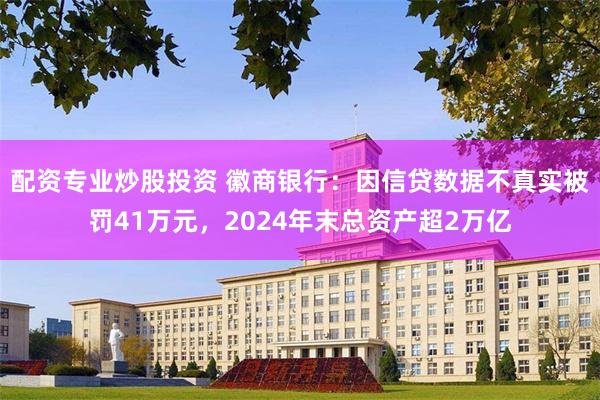 配资专业炒股投资 徽商银行：因信贷数据不真实被罚41万元，2024年末总资产超2万亿