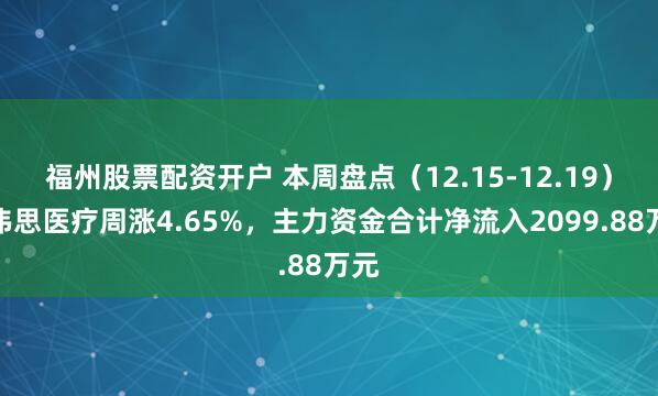 福州股票配资开户 本周盘点(12.15-12.19):伟思医疗周涨4.65%,主力资金合计净流入2099.88万元
